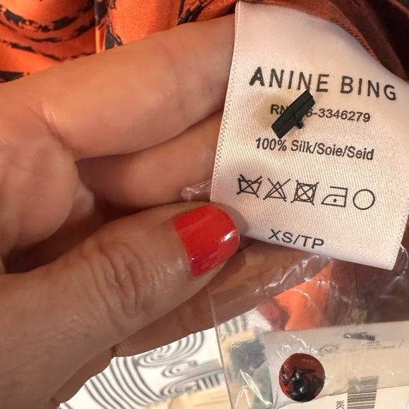 Anine Bing Silk Wrap Penelope Dress in Tiger Stripe, Size XS - Picture 9 of 9